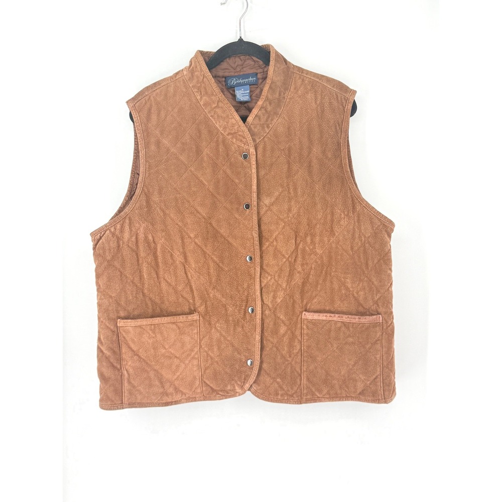 Bushwacker Womens Quilted Suede Leather Vest Southwestern Western Rustic Size 1X